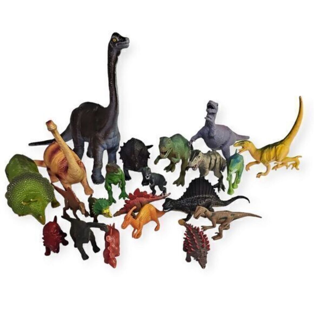 Dinosaur Toy Lot of 21 Mixed Age Size & Make Hard‎ Plastic Prehistoric
